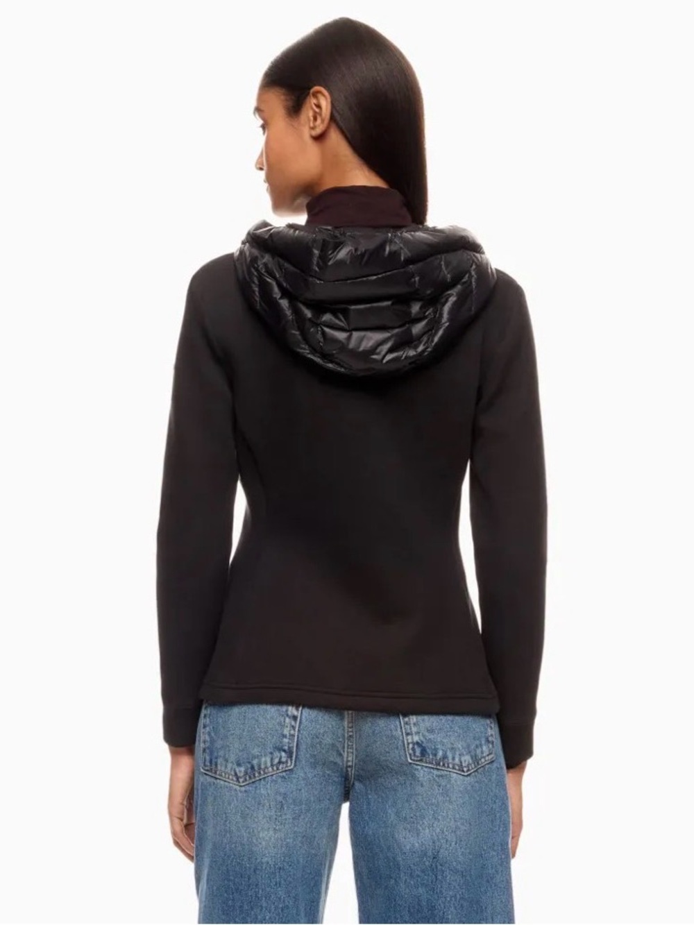 Mackage Women’s Della Hooded Mixed Media Jacket Puffer Hybrid Hooded Jacket Sz L - Picture 9 of 16